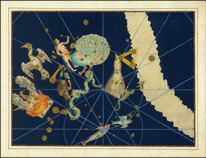 Astronomy. The celestial atlas, the Uranometria, Ptolemaic constellations, by Johann Bayer (1572 -