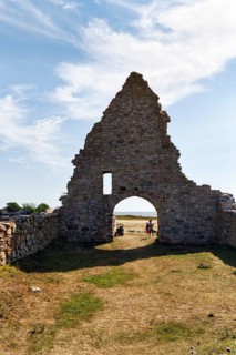 Ruins of St. Birgitta Chapel, Saint Britas Chapel, Middle Ages, tourists enjoy historic atmosphere