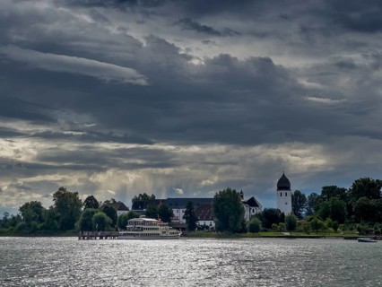 Chiemsee, view of the Fraueninsel, Bavaria, Germany