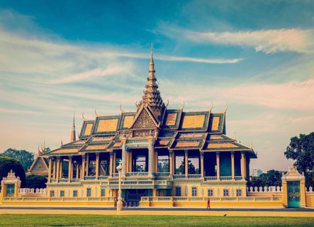 Vintage retro effect filtered hipster style image of Royal Palace complex, Phnom Penh, Cambodia