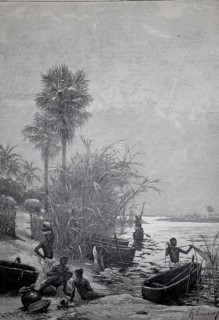 Scene on Lake Togo in the south of the African state of Togo in the Maritime region on the Atlantic
