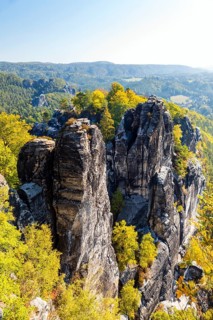 Germany, Saxony, Sandstone formation in Saxon Switzerland, Elbe Sandstone Mountains