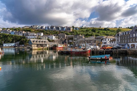 Town view and harbour of Mevagissey, Cornwall, England, Great Britain