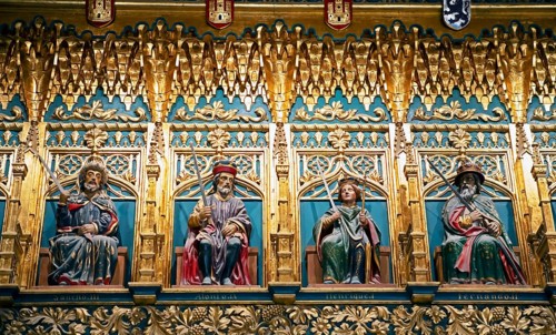 Royal figures in the Hall of Kings or Hall of Parliaments in the Alcazar, Segovia, province of