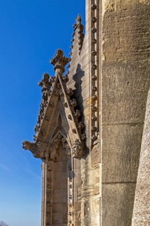 Detail, sculptures on the tower of the University Church of St Mary the Virgin, Oxford, England,