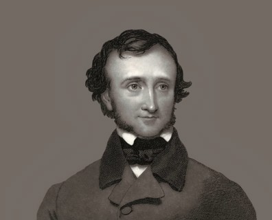 Portrait of Edgar Allan Poe, 1809 – 1849, American writer, digitally edited according to a