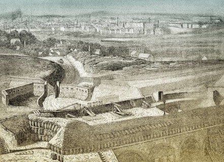 The Fort Ivry-sur-Seine or d'Ivry, cityscape of Paris, 1870, Historical scene from the