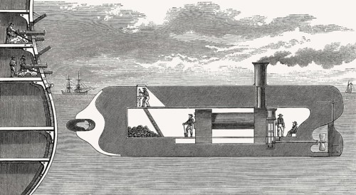 U-Boot mit einer Petardenbombe, 19. Jahrhundert