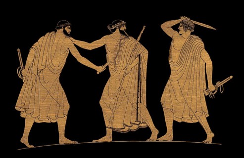 The tyrannicides Harmodius and Aristogeiton, ancient Greece