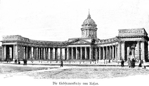 Church of Our Lady of Kazan in honour of the Virgin Mary, domed building with semicircle,