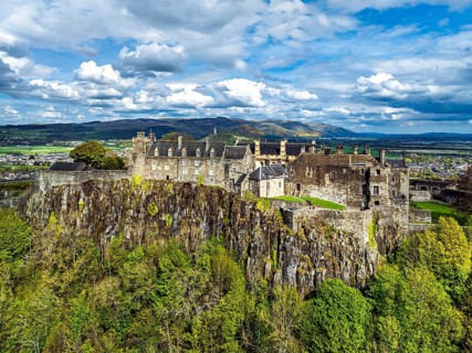 Stirling Castle from a drone, Stirling, Scotland, England, United Kingdom