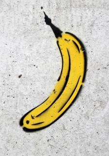Graffiti banana by Thomas Baumgärtel as a tribute at the art museum Bonn Museumsmeile, Bonn, North