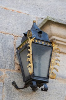 Historic lantern at Adelsdorf Castle, Adelsdorf, Middle Franconia, Bavaria, Germany