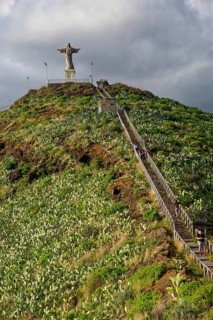 Statue of Christ, Statue of Cristo Rei, Ponta do Garajau viewpoint, cliffs, tourist attraction,