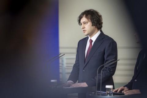 Irakli Kobakhidze, Prime Minister of Georgia, recorded during a joint press conference with Olaf
