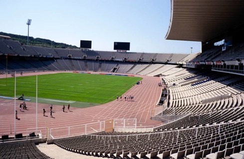 Inside the Olympic Stadium, Barcelona, Catalonia, Spain, renovated in 1999 1989