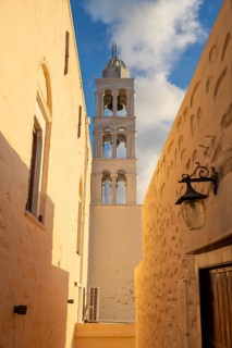 Church tower of the Basilica of San Giorgio in Ano Syros, Ano Syros, Syros, Cyclades, Greece