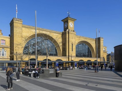 Exterior frontage of King's Cross railway station, London, England, UK built 1852