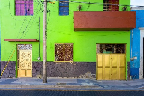 Colorful colonial Guadalajara houses and streets in historic city center Centro Historico near