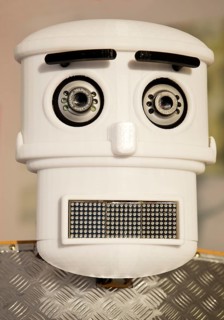 Head of the humanoid robot BlessU2, which gives blessings as an art project of the Protestant