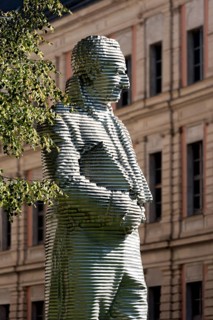 Monument to Count Maximilian von Montgelas, monumental statue made of aluminium by Karin Sander,