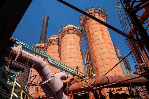 Birmingham, Alabama - Hot blast stoves at the Sloss Furnaces National Historic Landmark. The