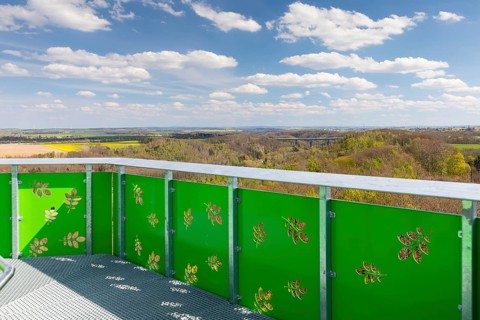 Viewing platform from the Rodigt Tower, in the background the A4 motorway bridge, Nossen, Saxony,