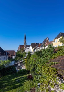 Old town houses with parish church, Steyr, Traunviertel, Upper Austria, Austria