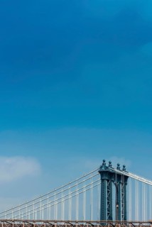 Manhattan Bridge, blue sky, landmark, bridge, construction, New York City, USA