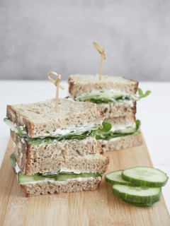 Veggie cucumber and green spinach sandwiches