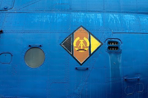 Details of an Aeroflot Mil Mi 16PL, a Soviet attack helicopter produced by Mil Moscow Helicopter