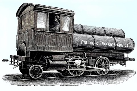 Locomotive for operation with compressed air according to the system of Robert Hardie, coloured