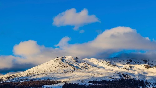 The Chandolin ski area in the evening light, Chandolin, Val d'Anniviers, Valais Alps, Canton