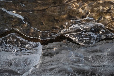Ice structures on a rock, Storsjön, Östersund, Jämtland, Sweden, March 2022