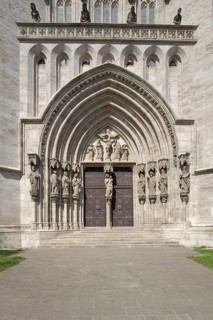 Portal with tympanum of the late Gothic Divi Blasii church, Mühlhausen, Thuringia, Germany