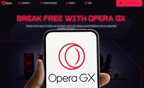Opera gx logo is displayed on smartphone. Opera GX is a gaming-oriented alternative to Opera