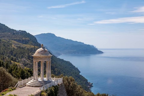 White marble temple at the Son Marroig manor house, Serra de Tramuntana, Majorca, Balearic Islands,
