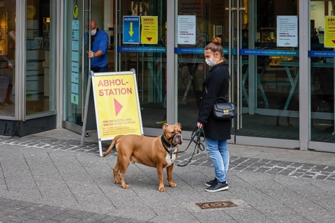 Krefeld, North Rhine-Westphalia, Germany - Krefeld city centre in times of the corona crisis during