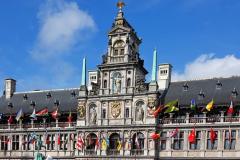 Historic City Hall Stadhuis on the Grote Markt, UNESCO World Heritage Site, Antwerp, Belgium