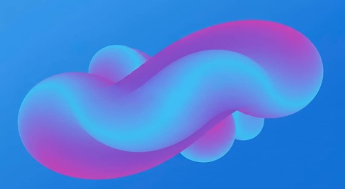 This vibrant background features a gradient of blue and pink hues, with smooth, flowing shapes.