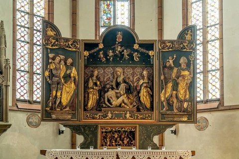Altar of the Protestant town church in Bad Wimpfen, Kraichgau, Baden-Württemberg, Germany