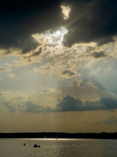 Dark clouds over Lake Starnberg, Bavaria, Germany