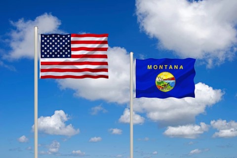 The flag of the USA and Montana, Studio