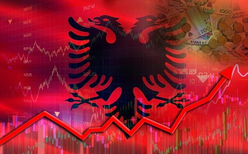 Albania economic growth on financial graph. Albania financial growth on market graph
