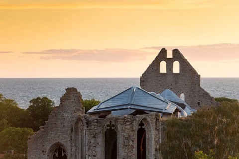 Gothic church ruins, Hanseatic city of Visby, UNESCO World Heritage Site, Gotland Island, Baltic