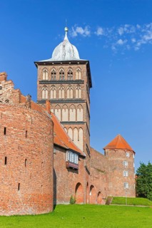 Burgtor, medieval late Gothic towered city gate of Hanseatic Lübeck, Schleswig-Holstein, Germany