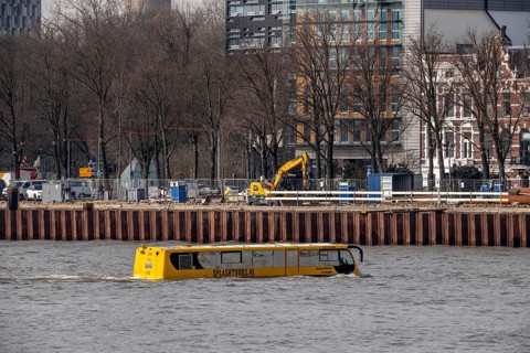 Excursion bus that can also swim from Splashtours.nl, in the Nieuwe Maas, Rotterdam, the