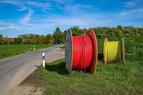 Bönen, North Rhine-Westphalia, Germany - Internet broadband expansion in the countryside,