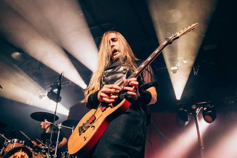 Tim Öhrström, guitarist of the band Avatar live on In The Airwaves Tour at Munich's TonHalle on 05