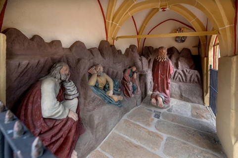 Historic Mount of Olives scene from 1717 at the church of St Walburga, Kirchröttenbach, Middle